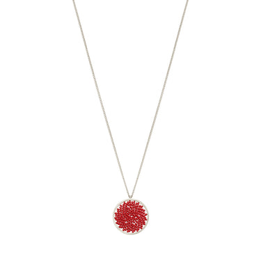 Collar Upsala Plata Círculo Mediano Largo Rojo